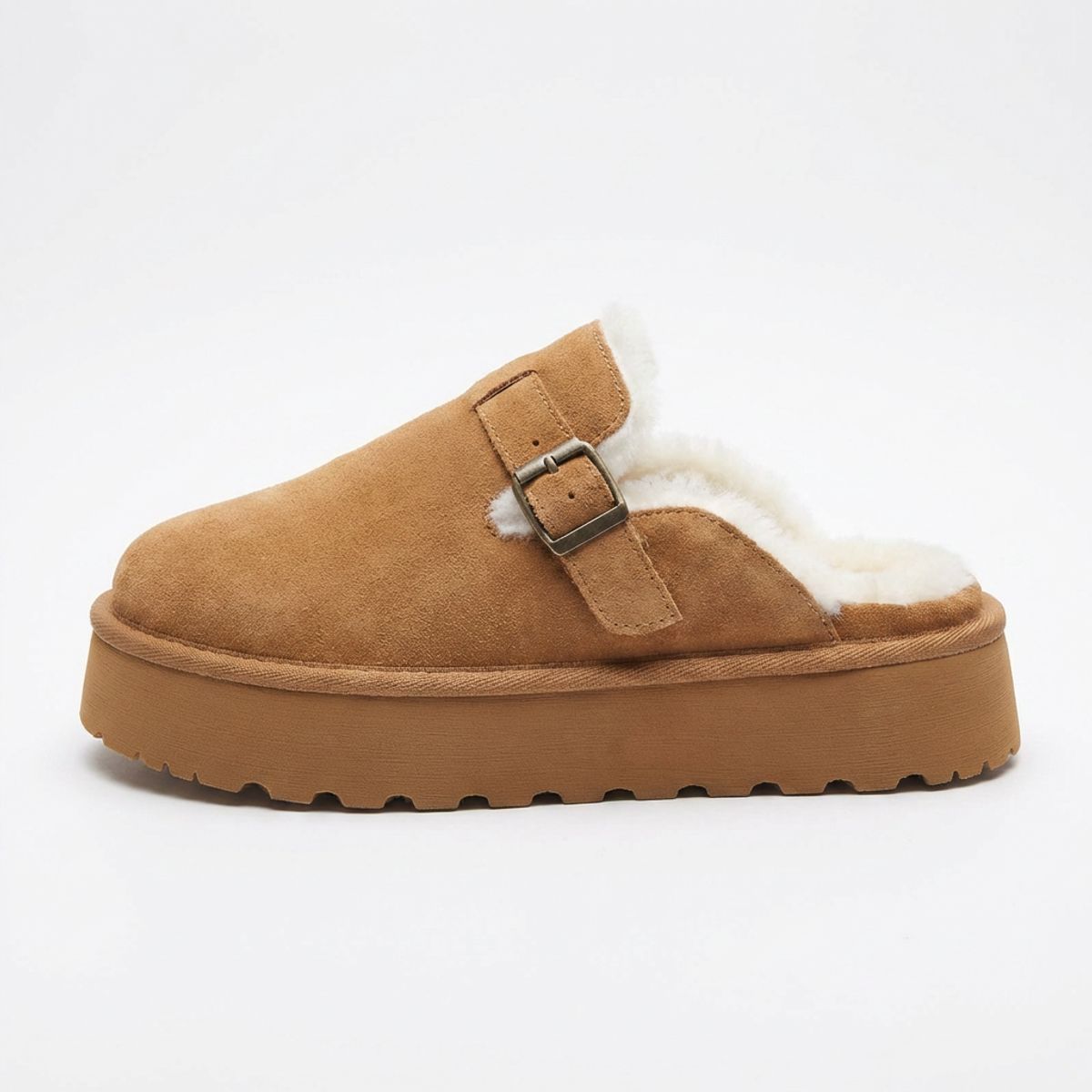BOVINITA - Zueco Mujer Sandalia Chiporro Mule Camel Caliente Plataforma