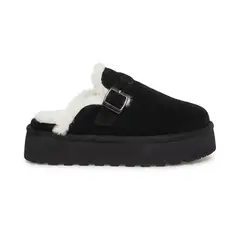 BOVINITA - Zueco Mujer Sandalia Chiporro Mule Negro Caliente Plataforma