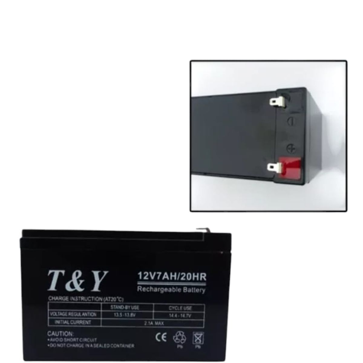 GENERICO - BATERIA 12 VOLT 7 AMPERES REPUESTO T&Y IDEAL PARA ALARMA COMUNITARIA ALTA CALIDAD