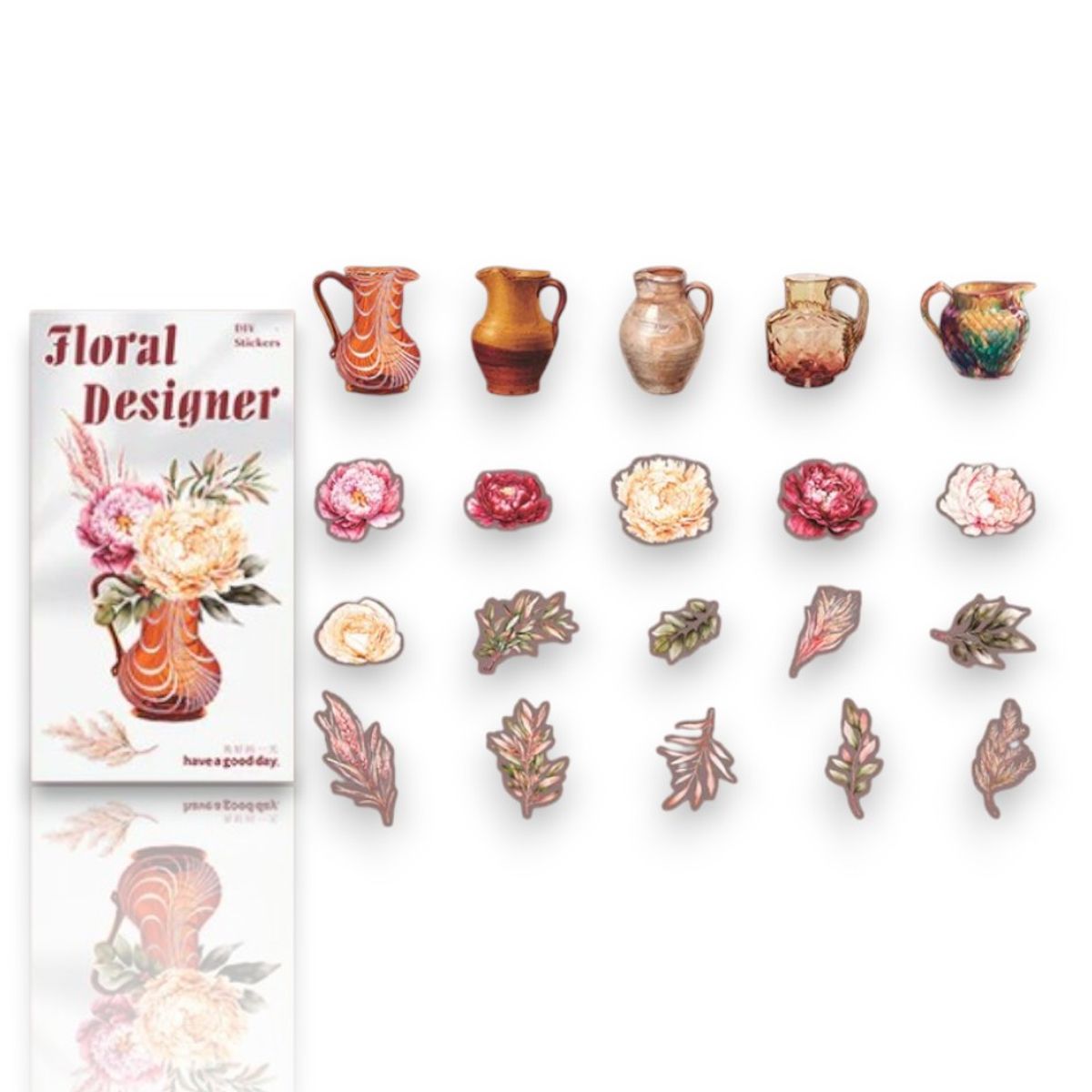 GENERICO - 20 Stickers Flores Floral Naturaleza Journaling Scrapbooking m2