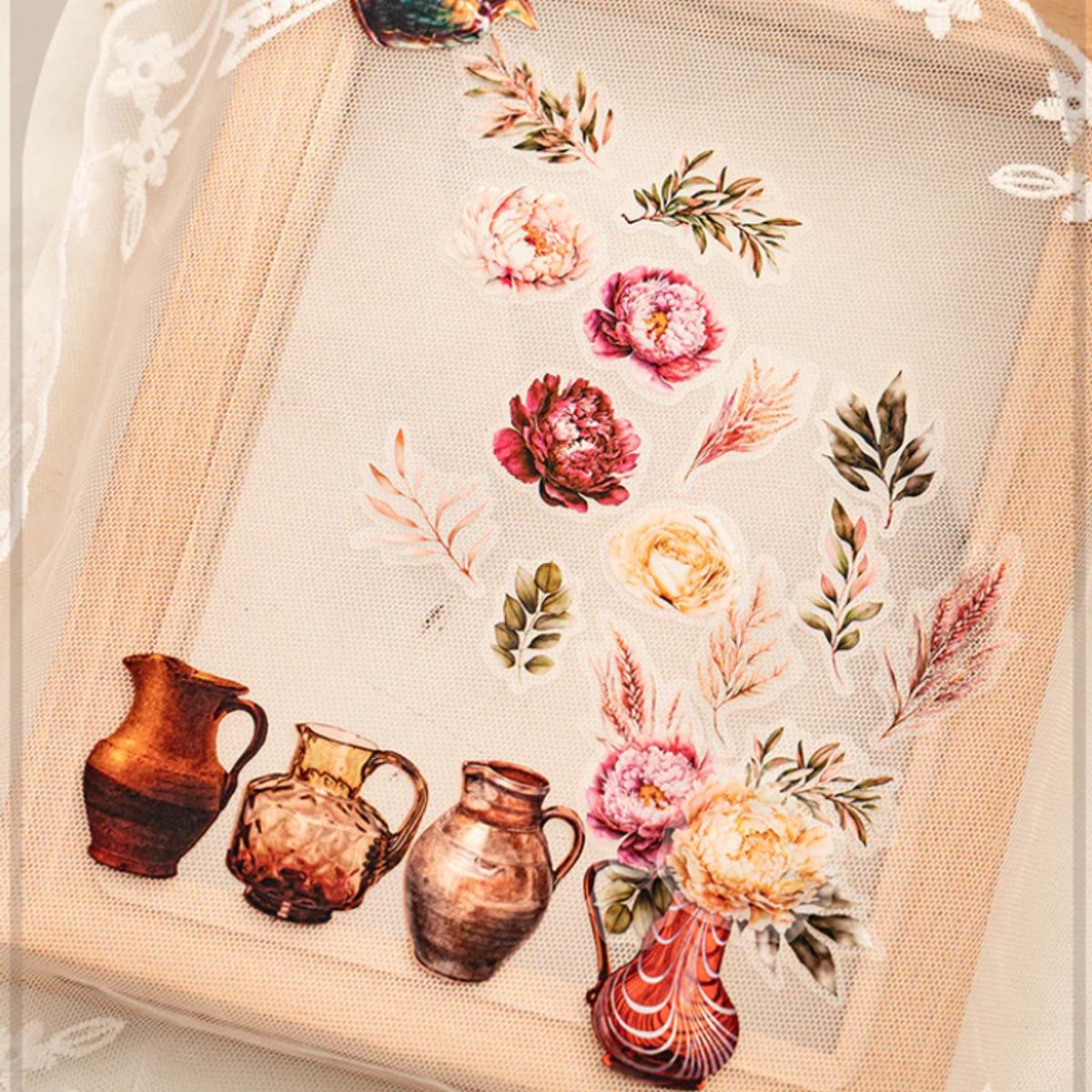 GENERICO - 20 Stickers Flores Floral Naturaleza Journaling Scrapbooking m2