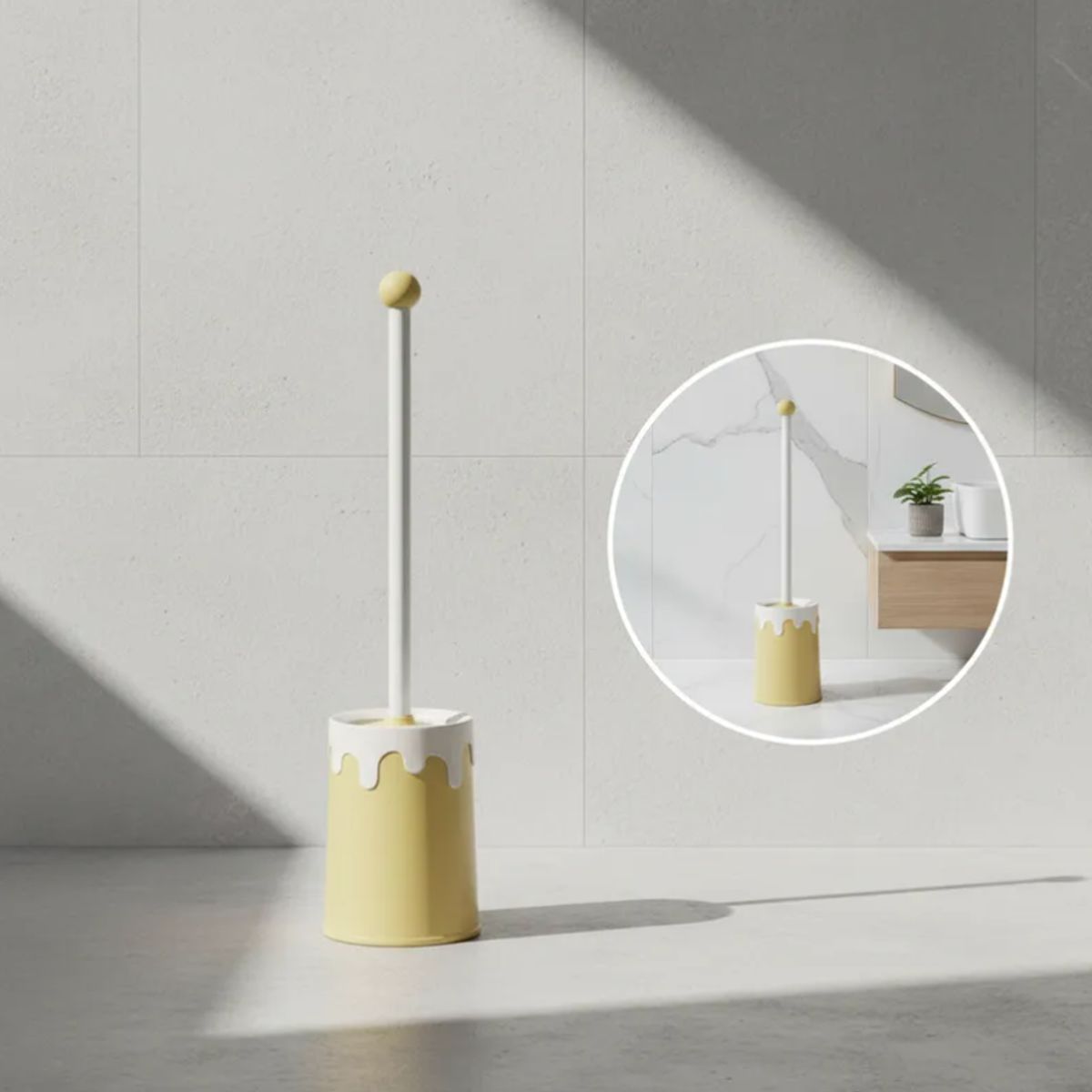 GENERICO - Escobilla De Baño De Silicona Higiénica Con Soporte Amarillo
