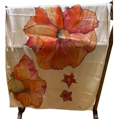 AMG ACCESORIOS - CHAL DE VISCOSA CON SEDA PINTADO A MANO DISEÑO EXCLUSIVO