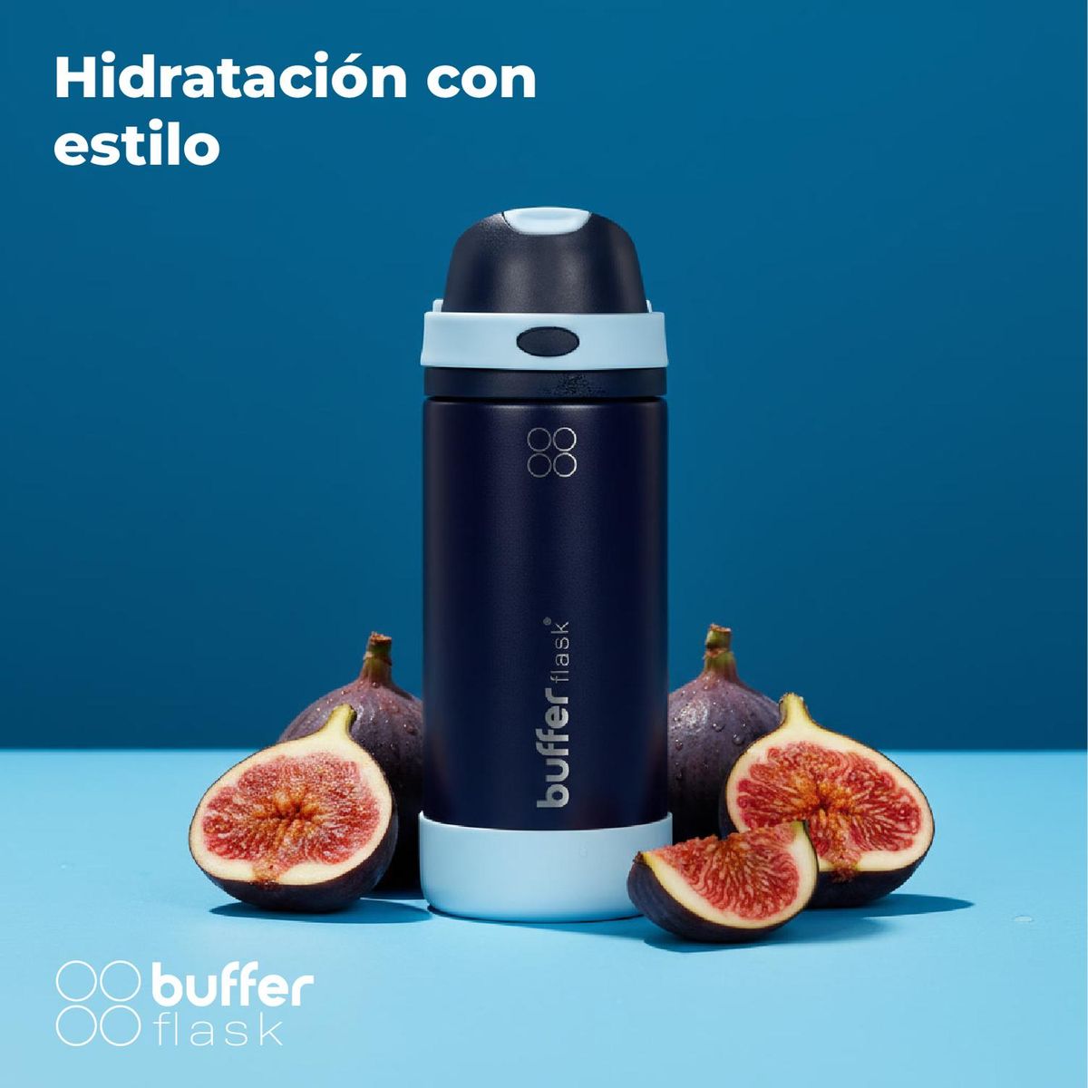 BUFFER FLASK - Termo Botella Termica Agua Buffer Acero Inoxidable 550ml - Azul