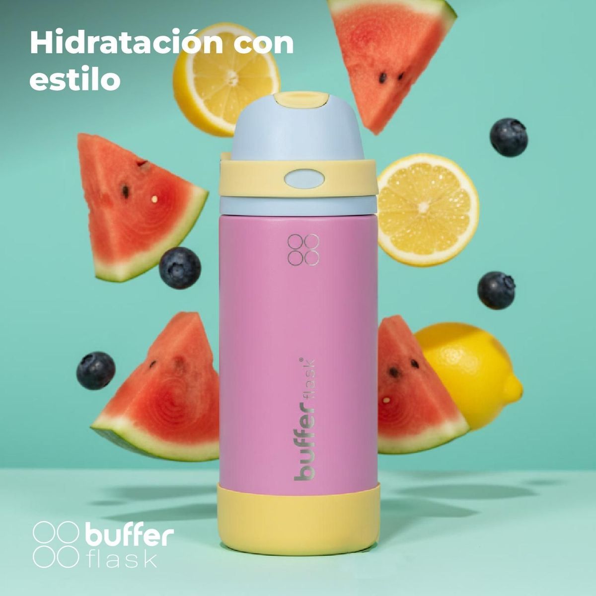 BUFFER FLASK - Termo Botella Termica Agua Buffer Niño Niña Acero Inox 550ml - Rosa