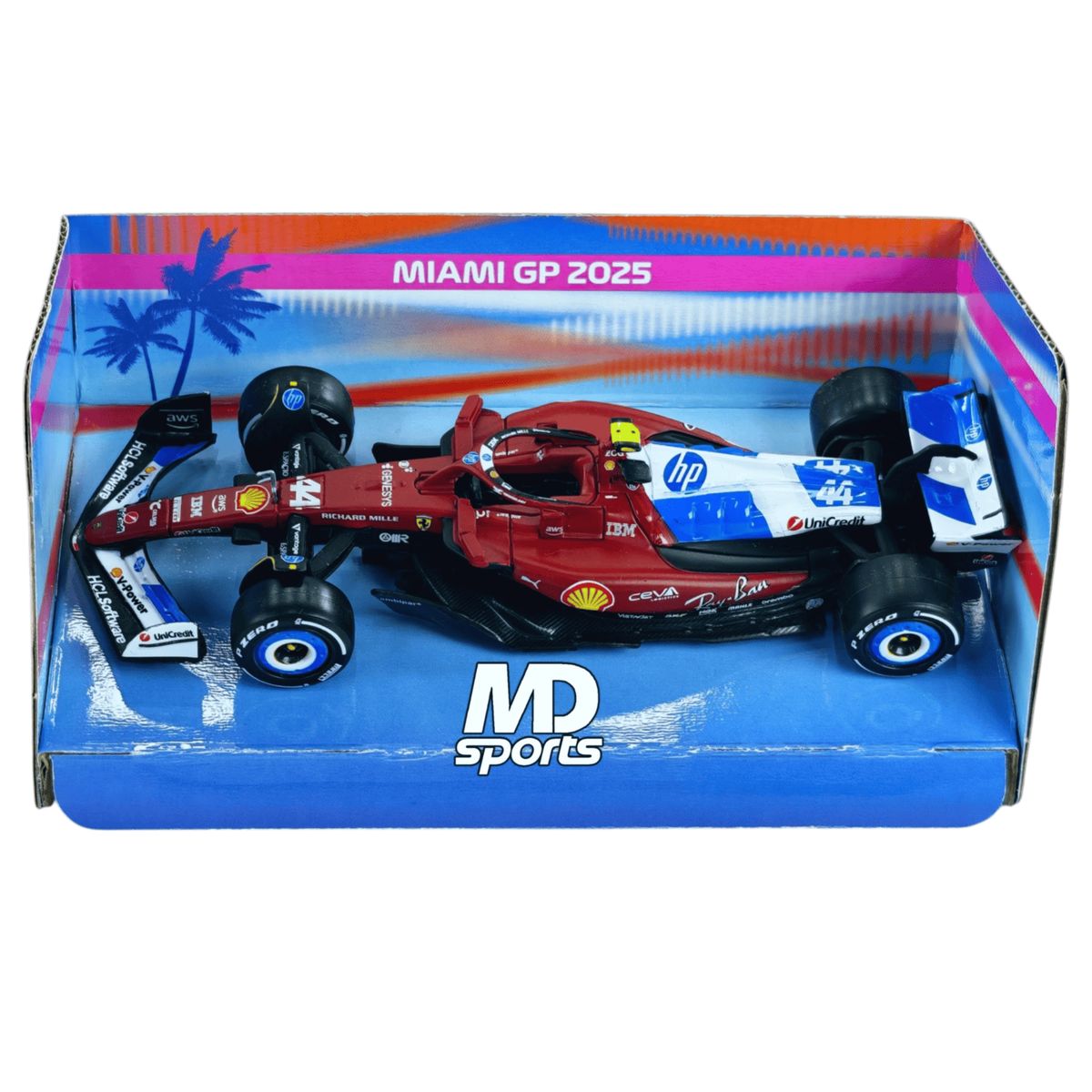 BBURAGO - Auto F1 Ferrari SF-25 GP Miami 2025 #44 Lewis Hamilton Caja Normal Burago 1:43