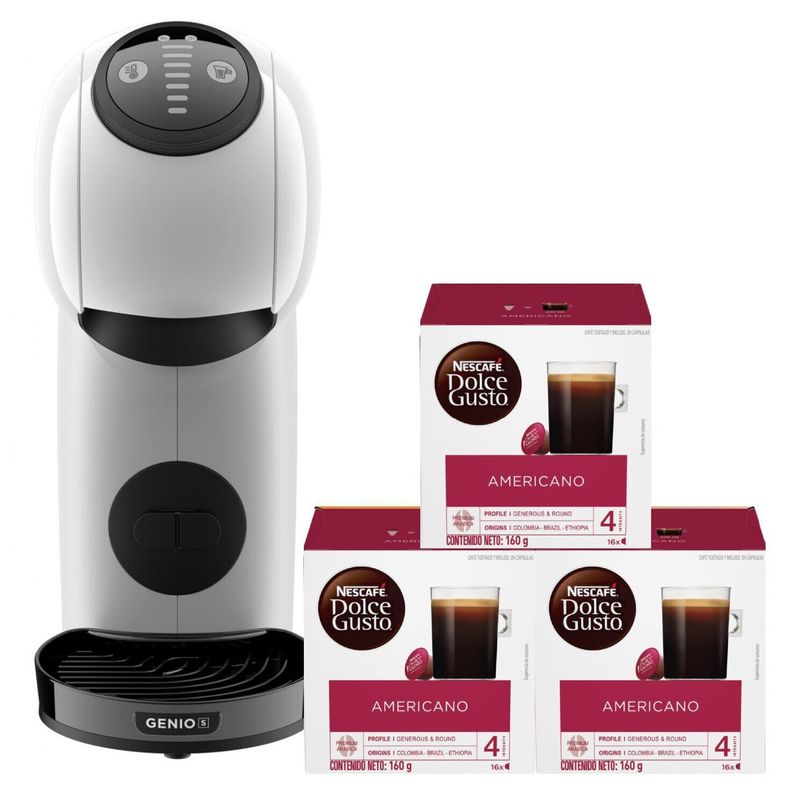 MALCREADO17172 - Cafetera Genio S White Cápsulas Americano X3 Cjs