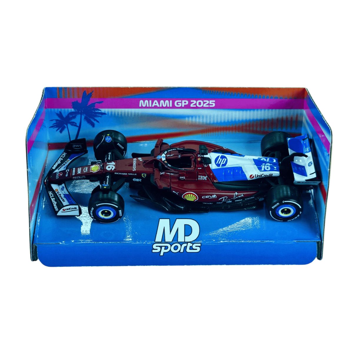BBURAGO - Auto F1 Ferrari SF-25 GP Miami 2025 #16 Charles Leclerc Caja Normal Burago 1:43