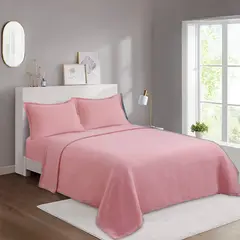 GENERICO - Set De Sabanas Termicas Polar Mas 1 De Almohada Funda 1.5 Plaza Rosado