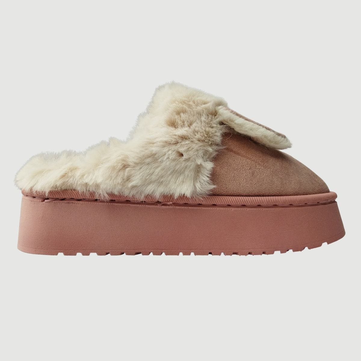 LIKE SHOP - Pantuflas Mujer Felpa Aplicacion Lazo Corazón Tendencia 4859
