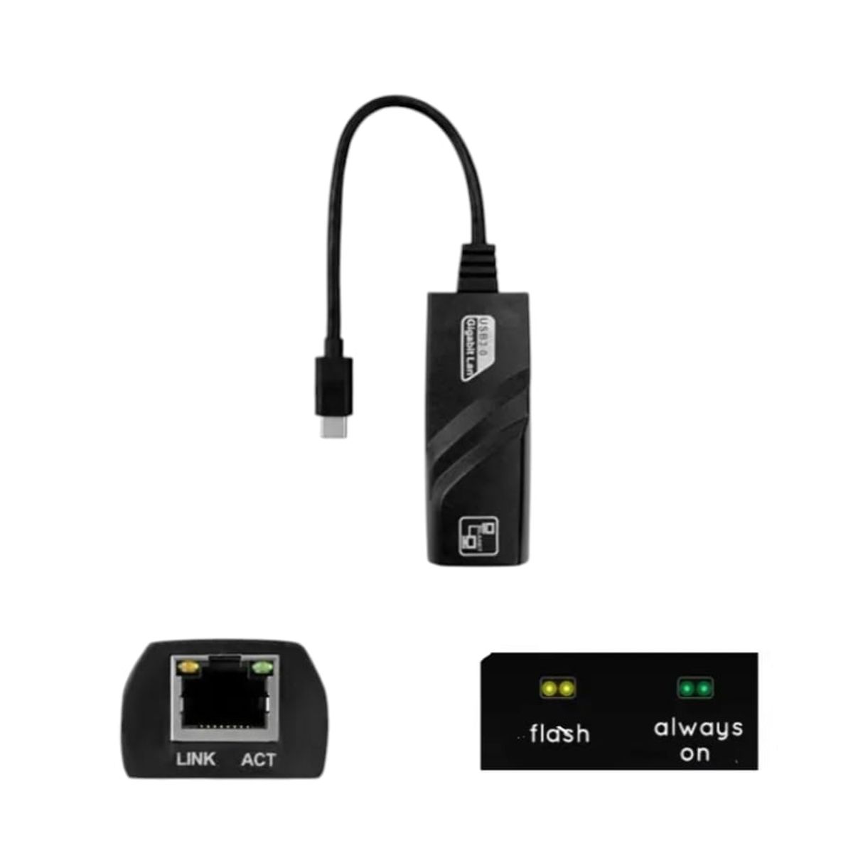 GENERICO - CABLE ADAPTADOR DE TYPE-C A LAN, 3.1 1000Mbp