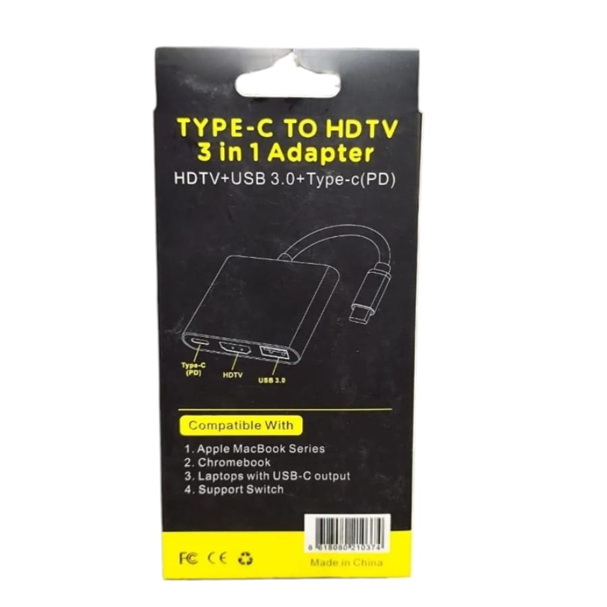GENERICO - CONVERTIDOR CABLE DE TYPE-C A MULTIPUERTOS HDMI-USB3.0-TYPE-C, VELOCIDAD 3.1