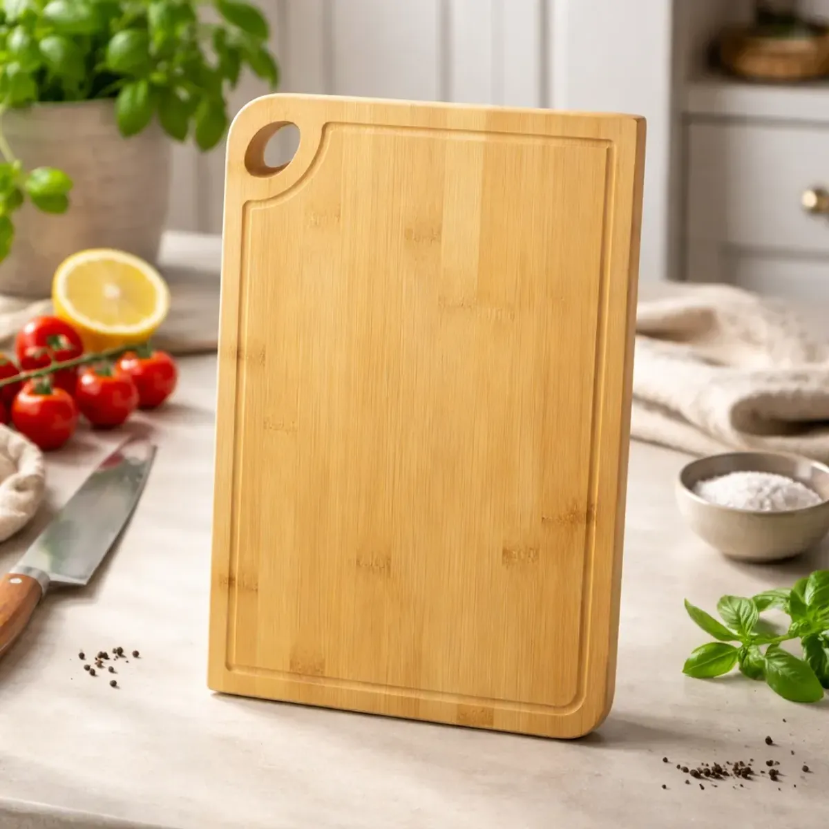 GENERICO - Tabla De Picar De Bambu 28x38 Cm Con Agujero Para Colgar