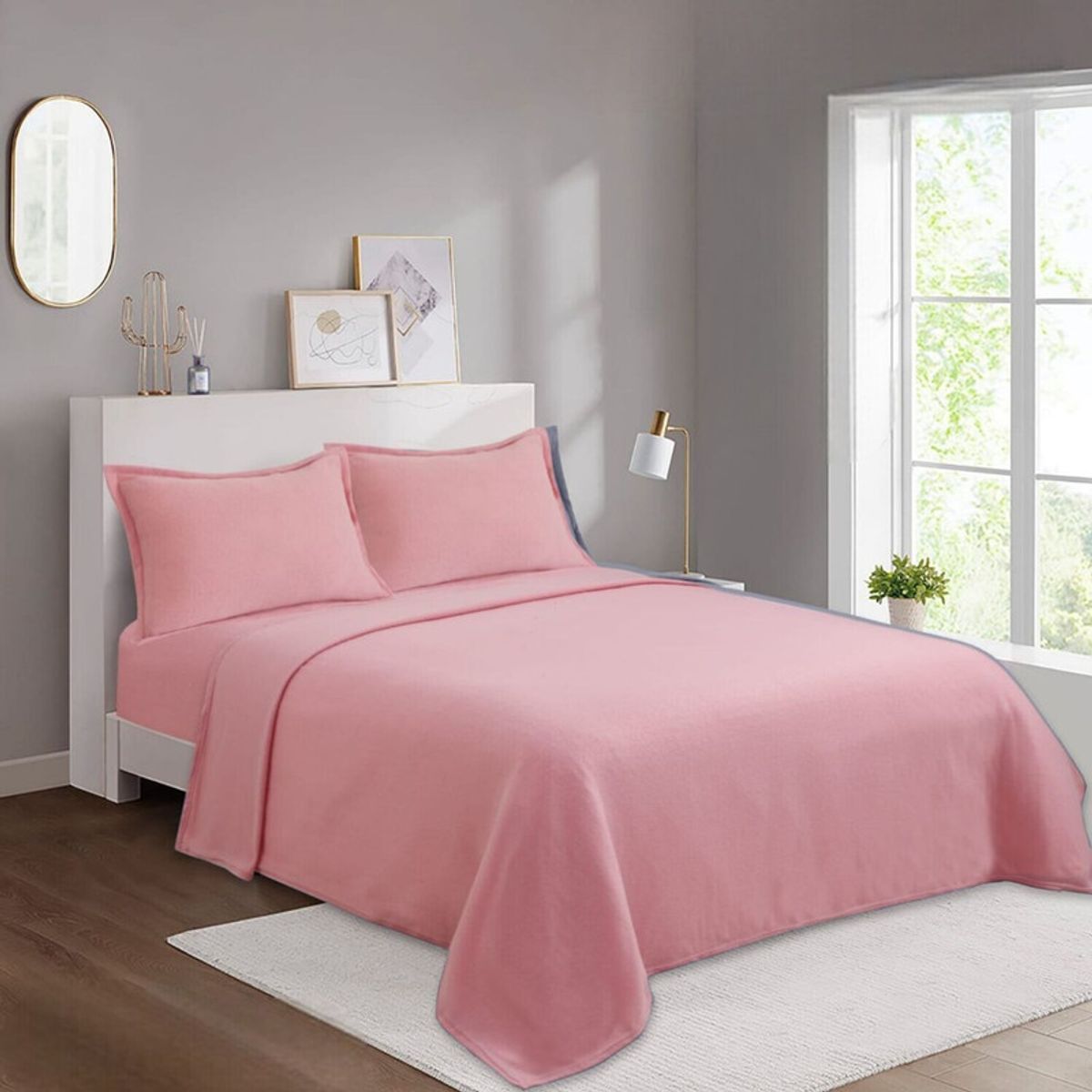 GENERICO - Set De Sabanas Termicas Polar Mas 1 De Almohada Funda 1.5 Plaza Rosado