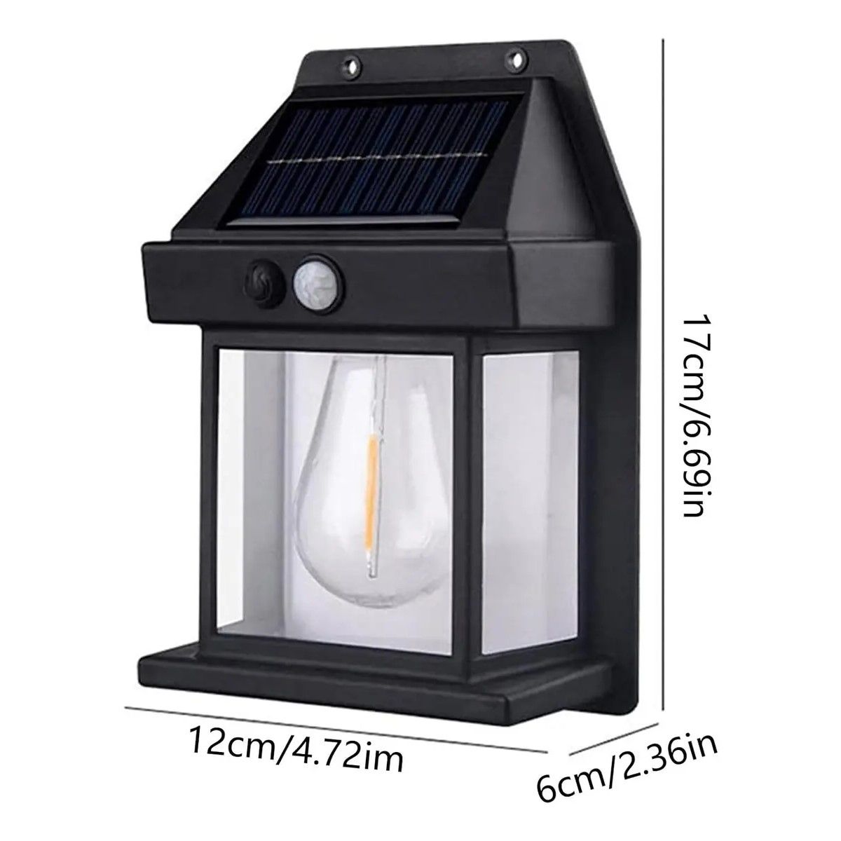 GENERICO - Farol Solar Pared Sensor Movimiento Luz Cálida Exterior Negro BELUG