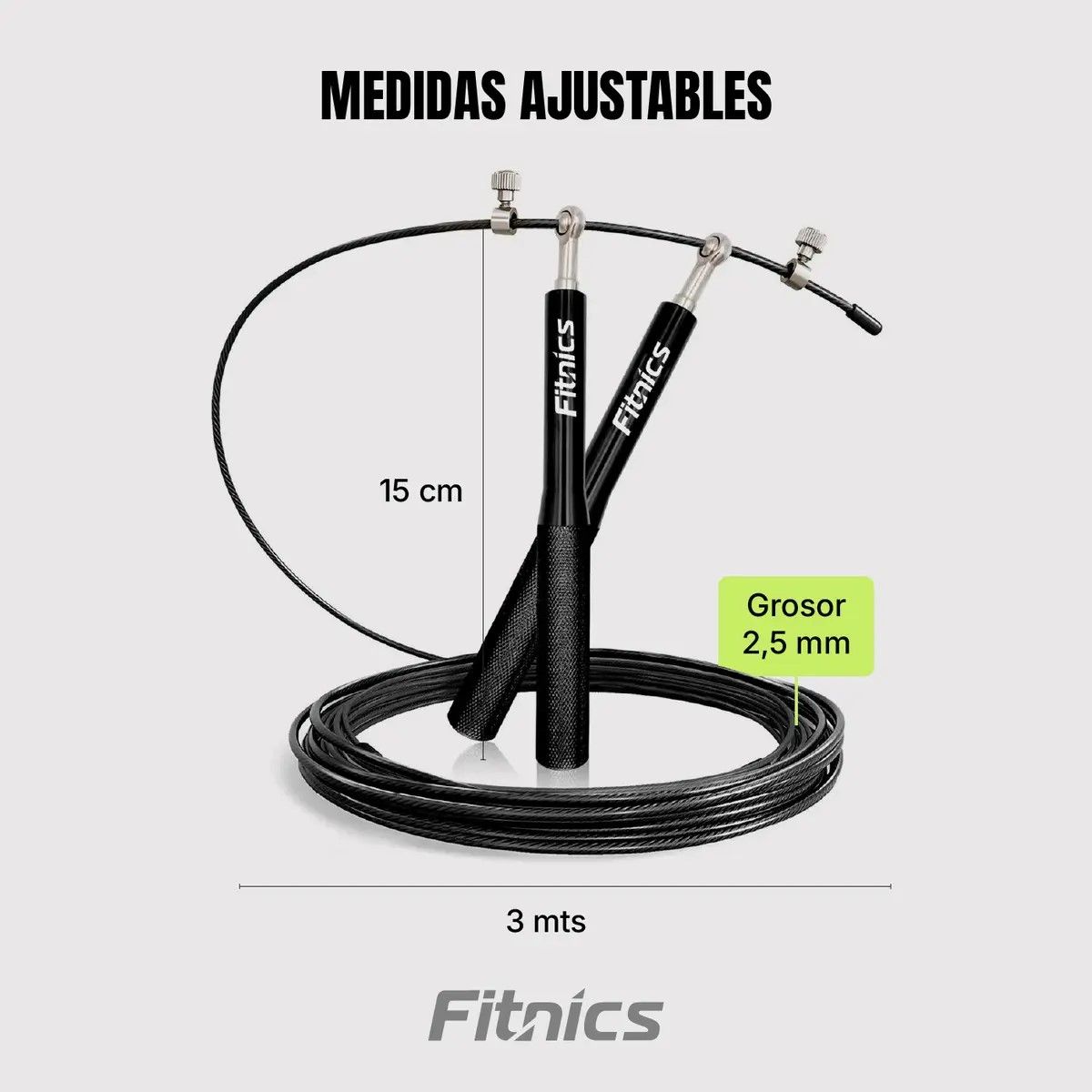 GENERICO - Cuerda Saltar Velocidad Aluminio Ajustable Crossfit Color Negro BELUG