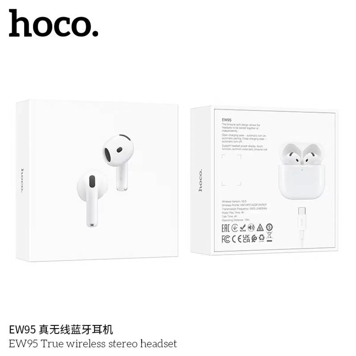 HOCO - Audifonos Bluetooth Ear-buds TWS EW95 BT.6.0 Hoco