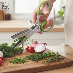 HOME LOGICS - Tijeras Hierbas 5 Hojas Acero Inoxidable Corte Preciso Kiosclub