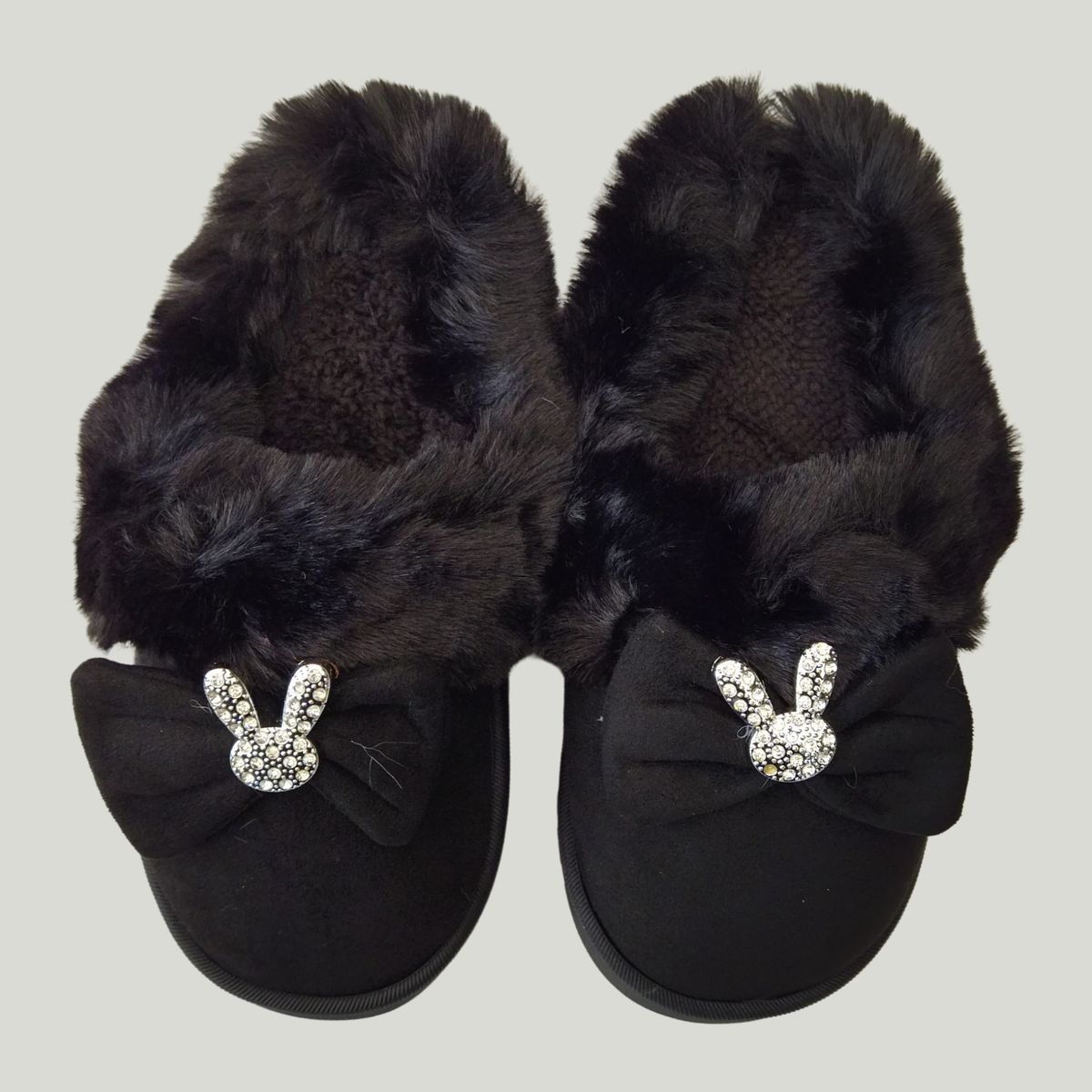 LIKE SHOP - Pantuflas Felpa Zapato Descanso Niñas Aplicacion Lazo Conejito 4921