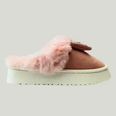 LIKE SHOP - Pantuflas Felpa Zapato Descanso Niñas Aplicacion Lazo Conejito 4921