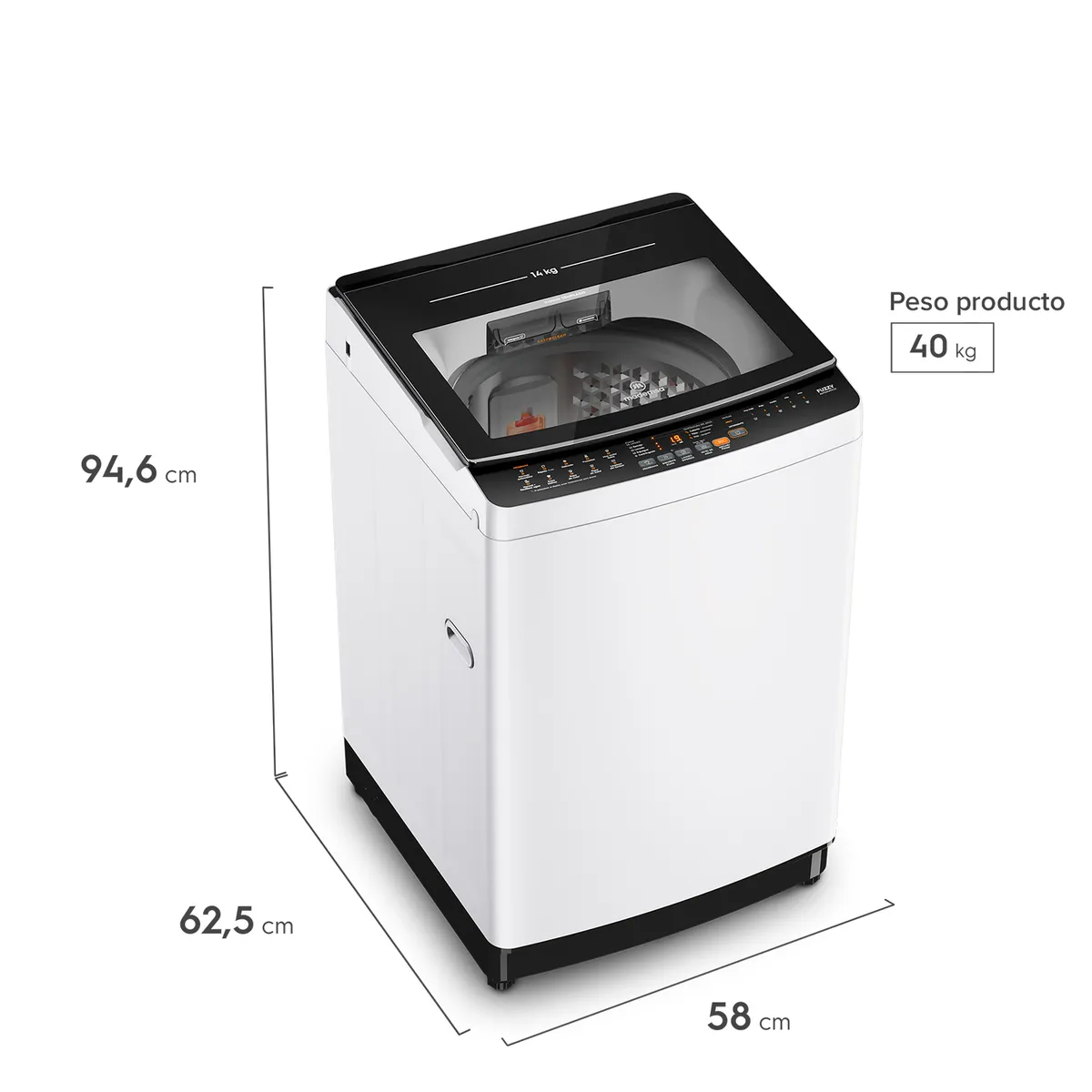 MADEMSA - Lavadora Automática 14Kg Carga Superior MDWMT14W Blanca