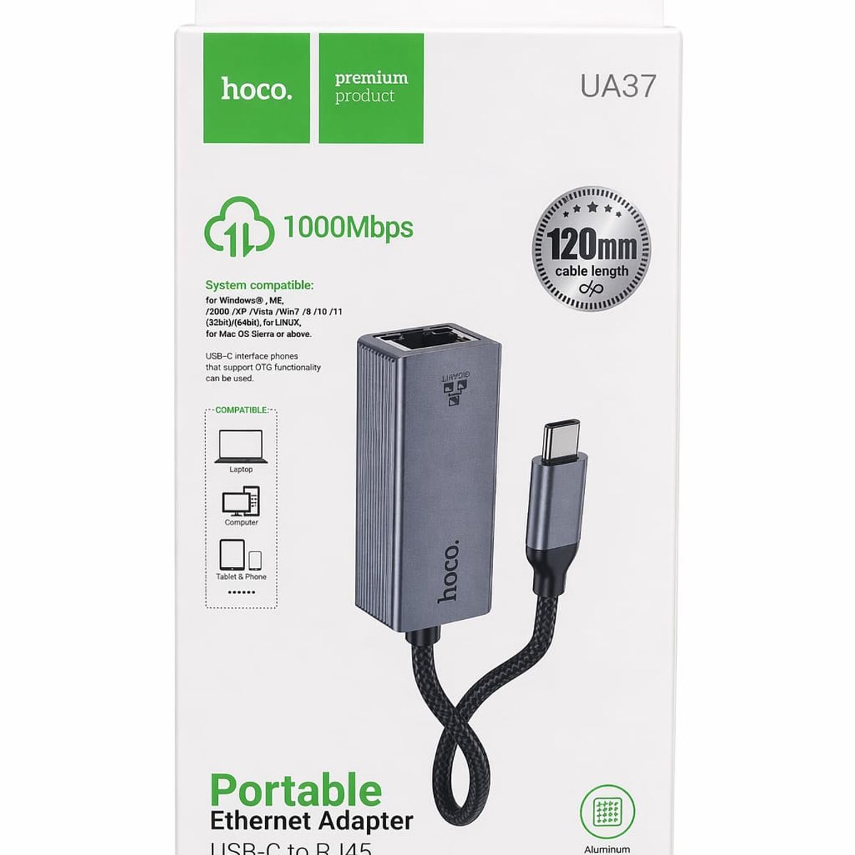 HOCO - Adaptador Ethernet USB-C a RJ45 Hoco