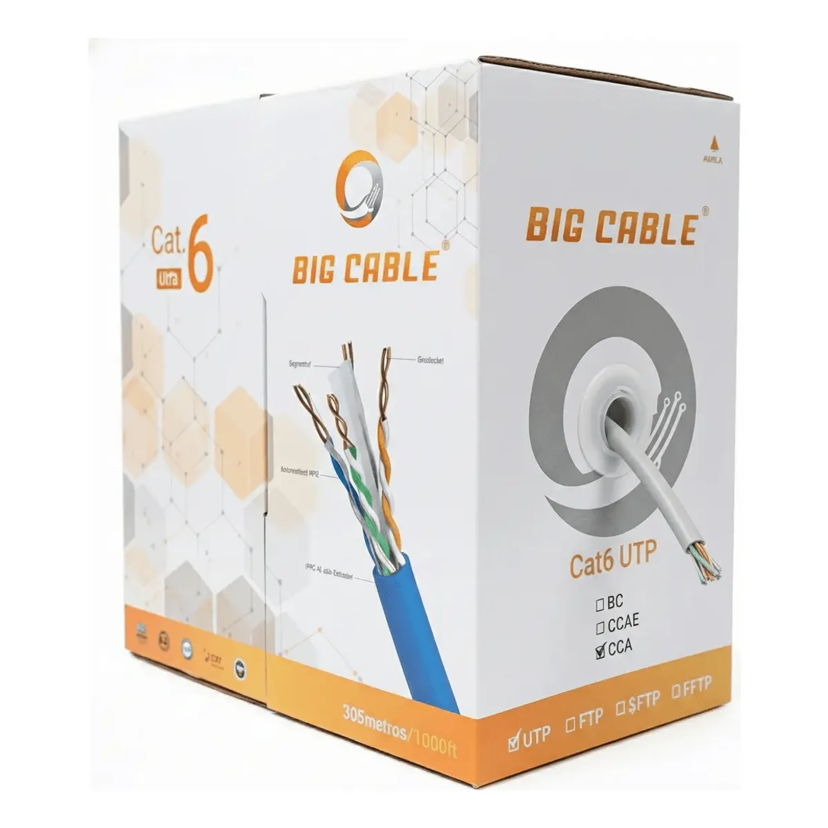GENERICO - Cable De Red Utp Cat6 305m Gris Cca Cctv Poe Big Cable