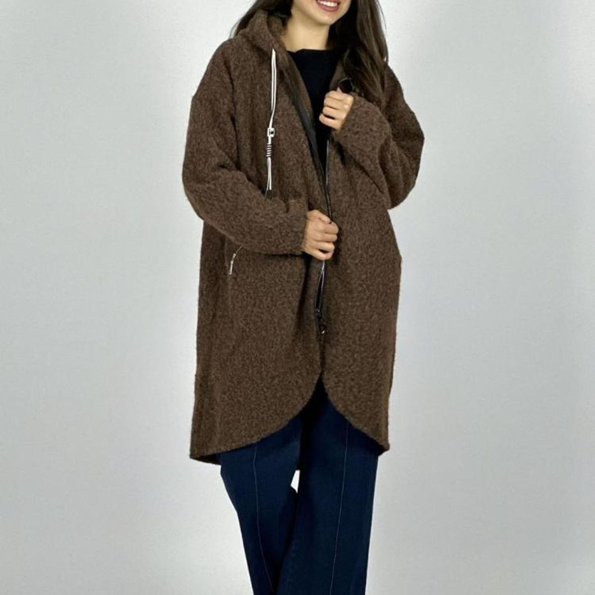 ENIGMATICA BOUTIQUE - Abrigo Lana Italiano Peludito con Cierre