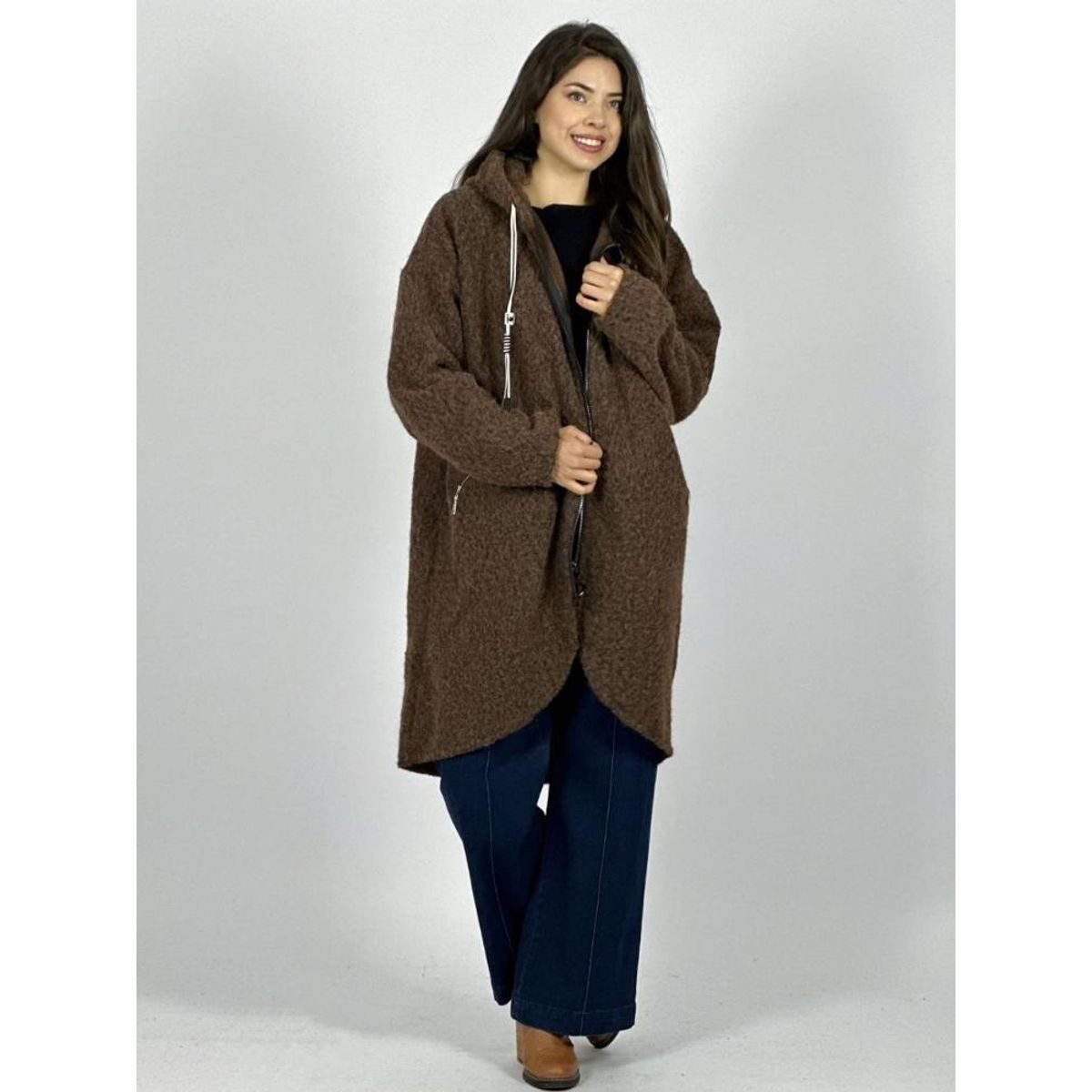 ENIGMATICA BOUTIQUE - Abrigo Lana Italiano Peludito con Cierre