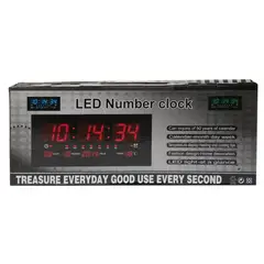 DISPARO - Reloj Digital Pared Luz Led Hora Fecha Temperatura 36x15cm