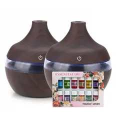 DISPARO - Pack 2 Humidificadores Aromatizador 12 Escencias Forma Grano Madera Oscuro