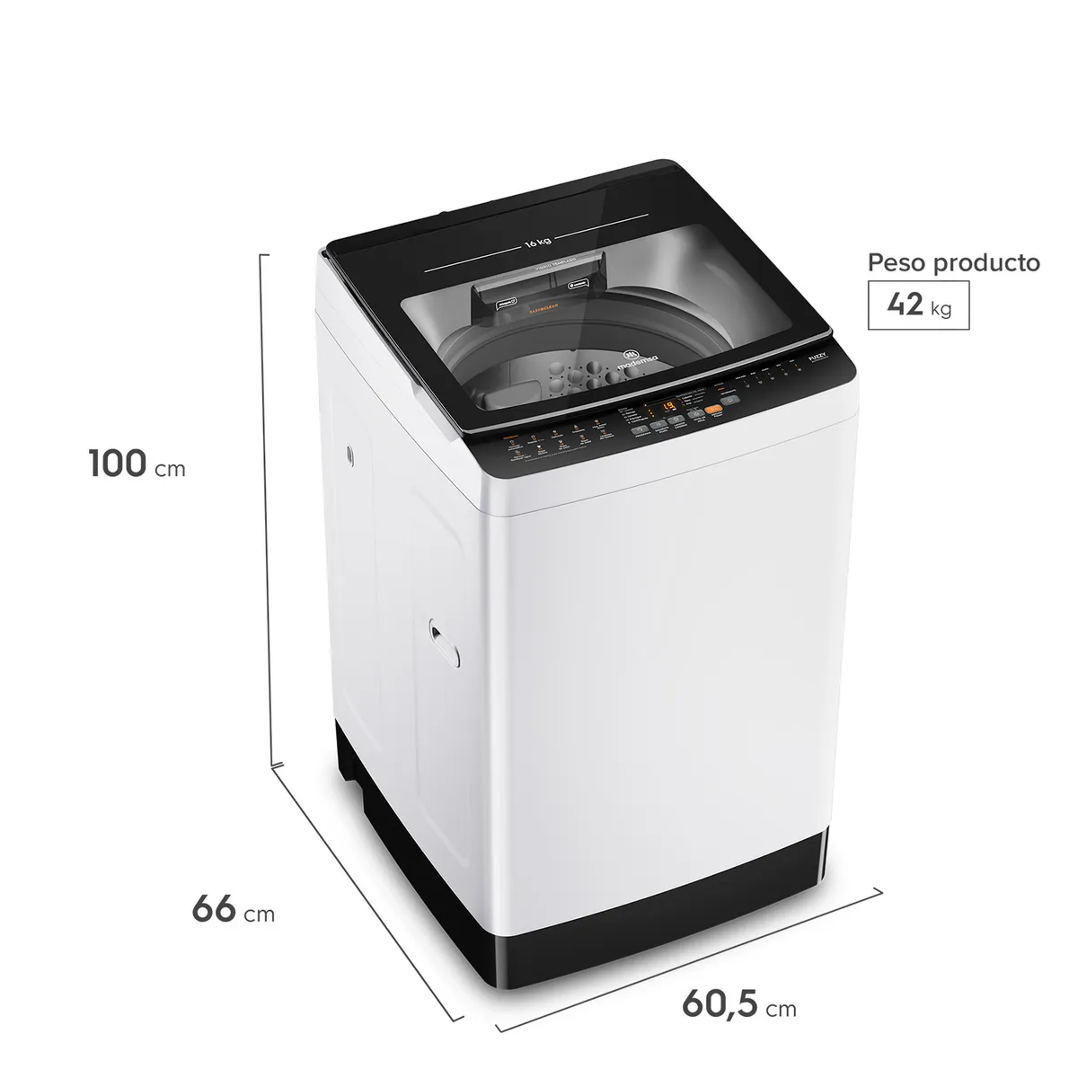 MADEMSA - Lavadora Automática 16Kg Carga Superior MDWMT16W Blanca