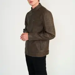 ELLUS - Chaqueta Pu Rider Dark Brown