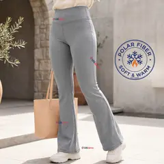 UTILISIMO - Calza Polar Con Chiporro Palazzo Mujer Elasticada Térmica Gris Melange