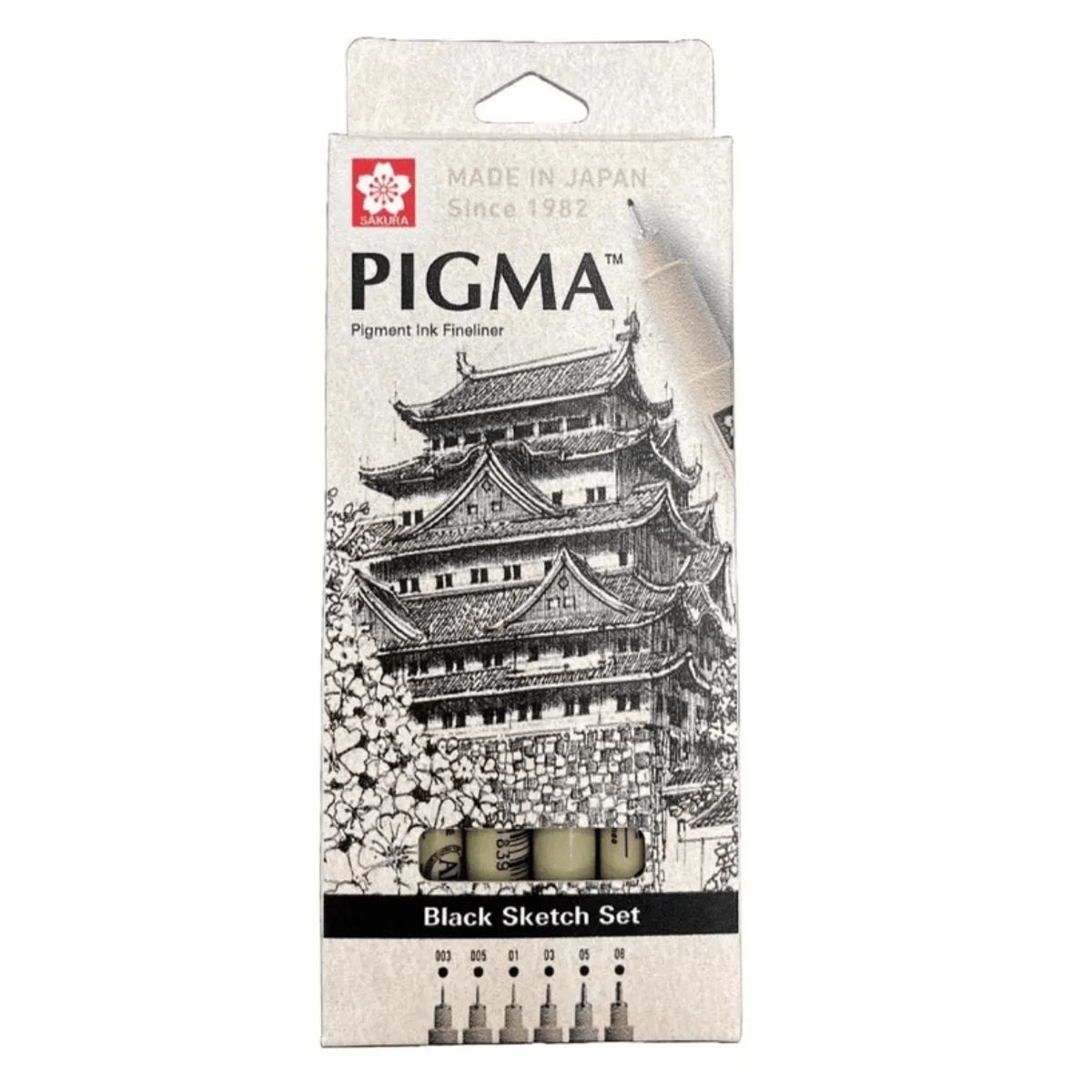 SAKURA - Set 6 Tiralíneas Sakura Pigma Micron Negro 0.03-0.8mm