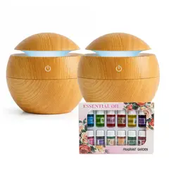 DISPARO - Pack 2 Humidificadores 12 Escencias Aspecto Madera Claro Relajación