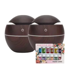 DISPARO - Pack 2 Humidificadores 12 Escencias Aspecto Madera Oscuro Relajación