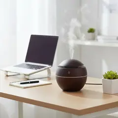 DISPARO - Humidificador Difusor de Escencias Aspecto Madera Oscuro Relajación