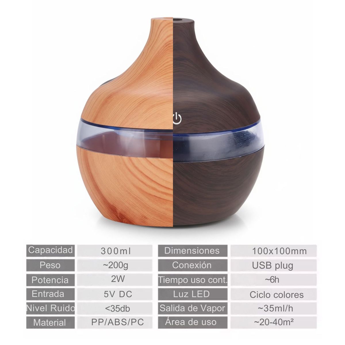 DISPARO - Pack 2 Humidificadores 12 Escencias Grano Madera Claro Oscuro