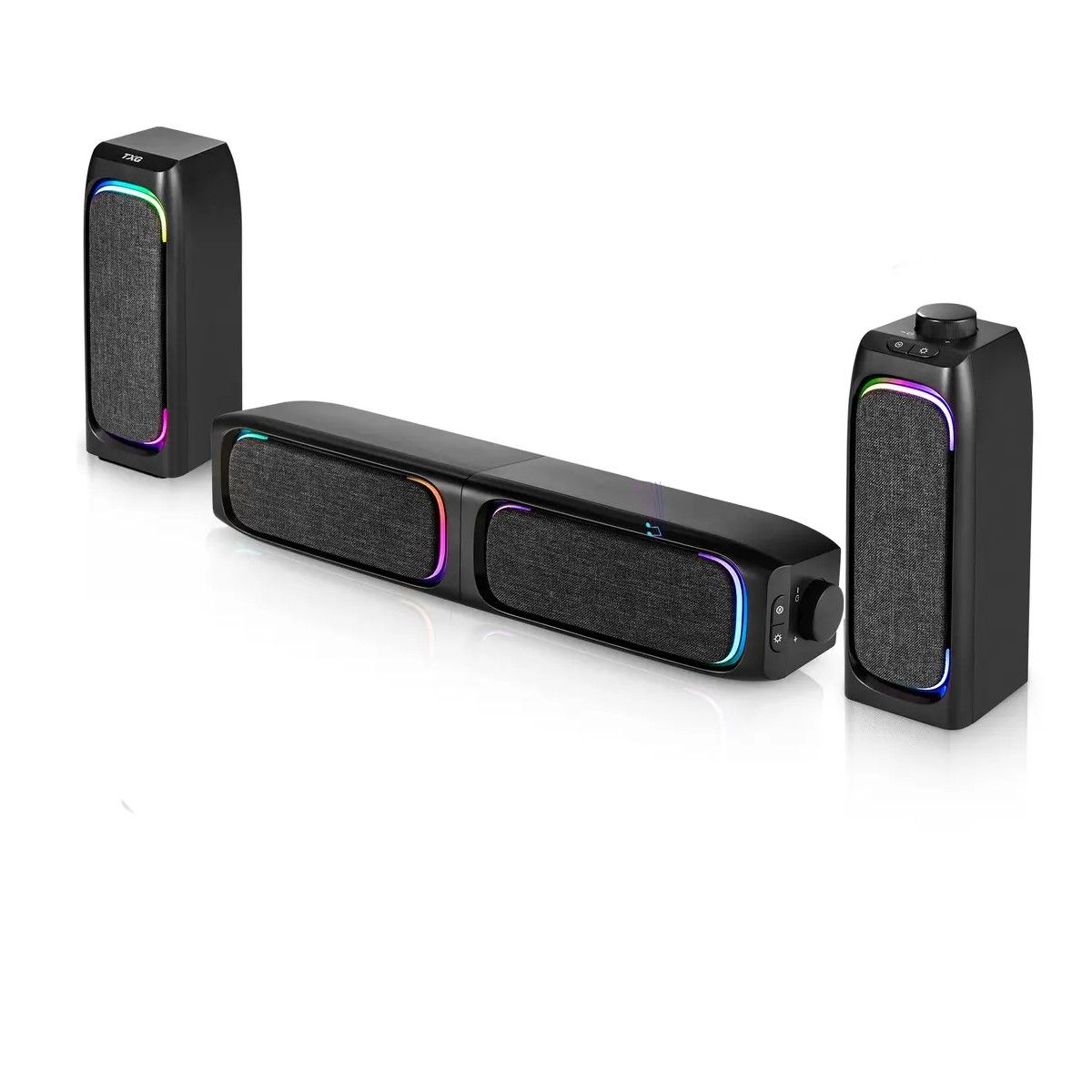 GENERICO - Soundbar Gamer RGB Inalámbrico Con Subwoofer 2.5 Bluetooth USB Negro BELUG