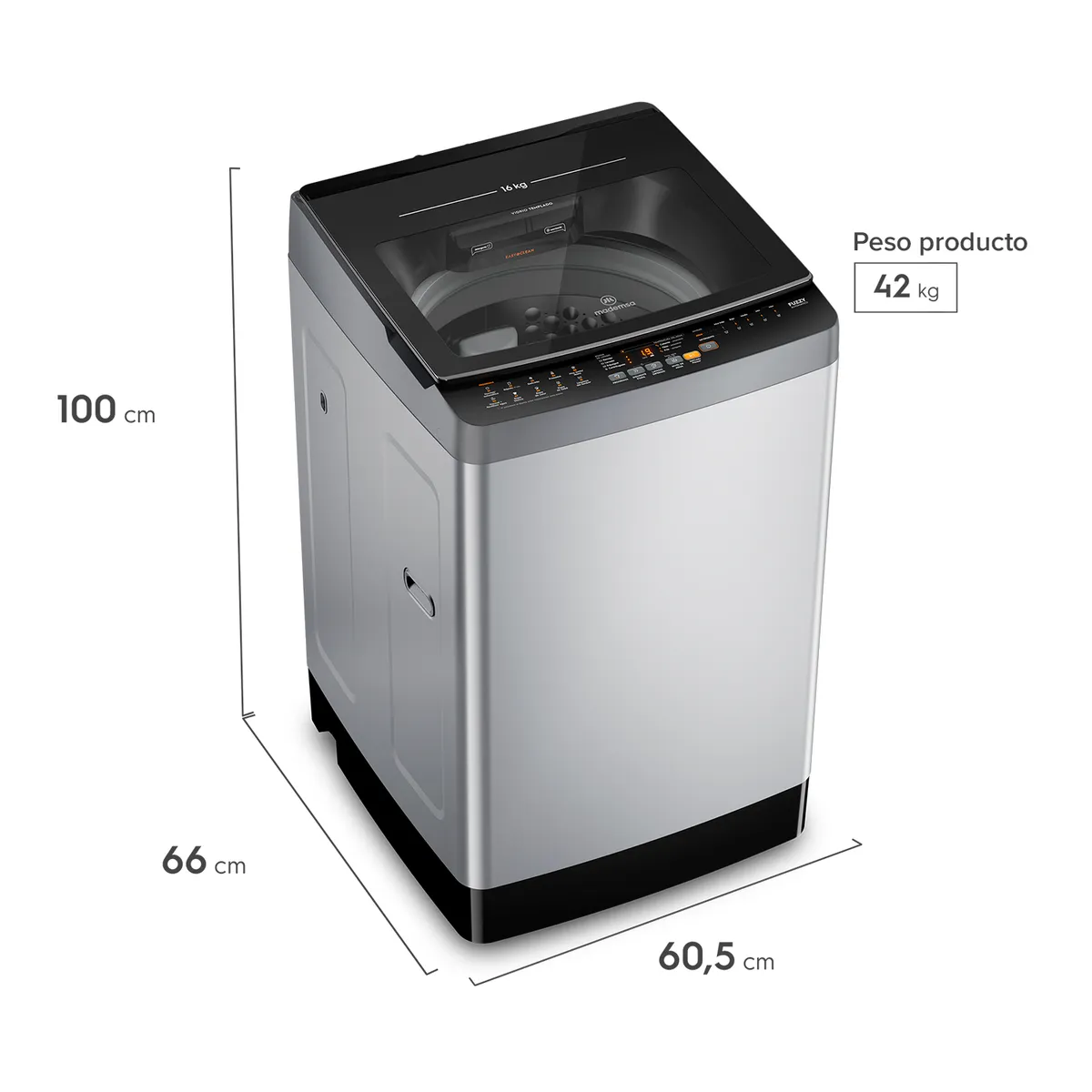 MADEMSA - Lavadora Automática 16Kg Carga Superior MDWMT16S Silver