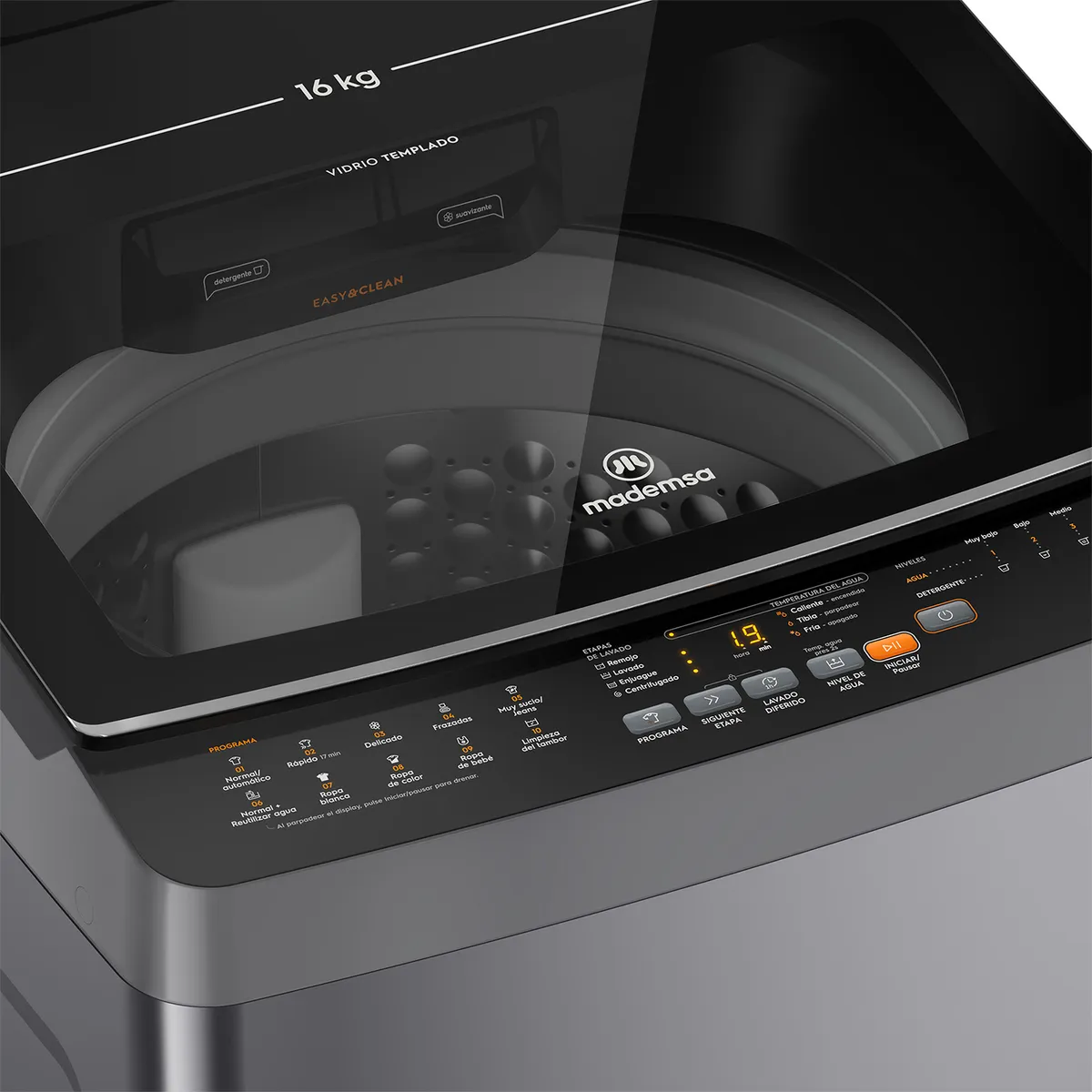 MADEMSA - Lavadora Automática 16Kg Carga Superior MDWMT16S Silver