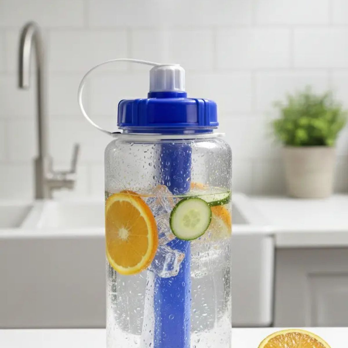 REYPLAST Botella Agua 2l Térmica Reyplast Azul Con Cilindro Hielo Y ...