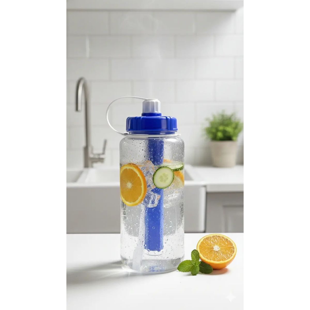 REYPLAST Botella Agua 2l Térmica Reyplast Azul Con Cilindro Hielo Y ...