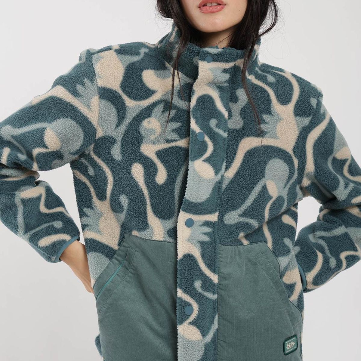 KAYA UNITE - Polerón Chiporro Diseño Mix Fabric Mujer