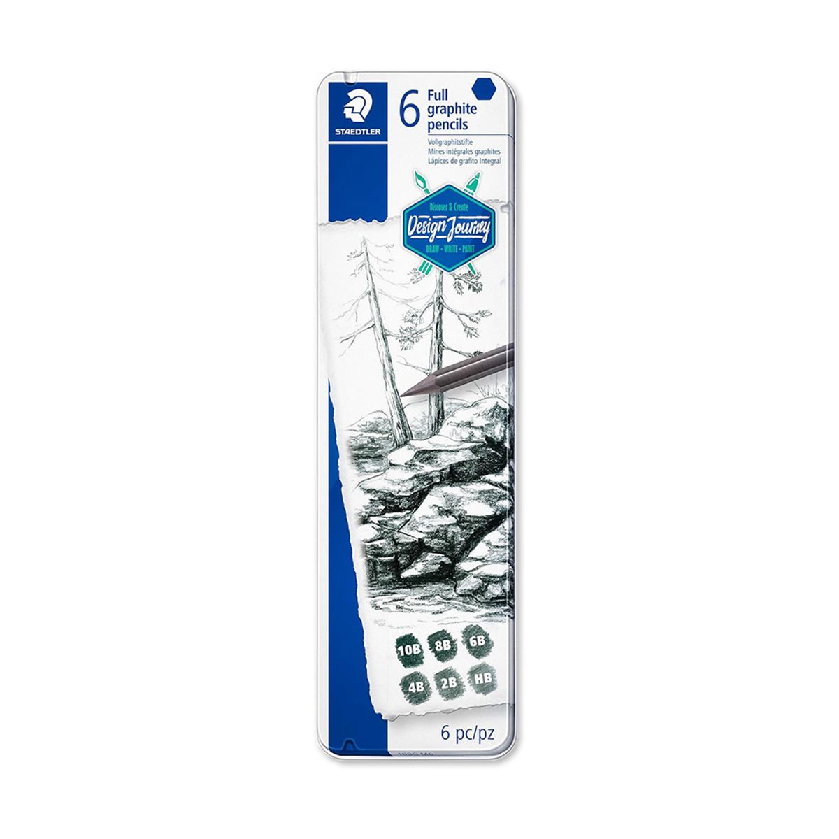 STAEDTLER - Set 6 Lápiz Grafito Técnico Lumograph Puro Con Caja Staedtler