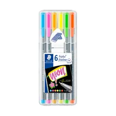 STAEDTLER - Set 6 Marcador Fino Triplus Fineliner Neón 0.3mm