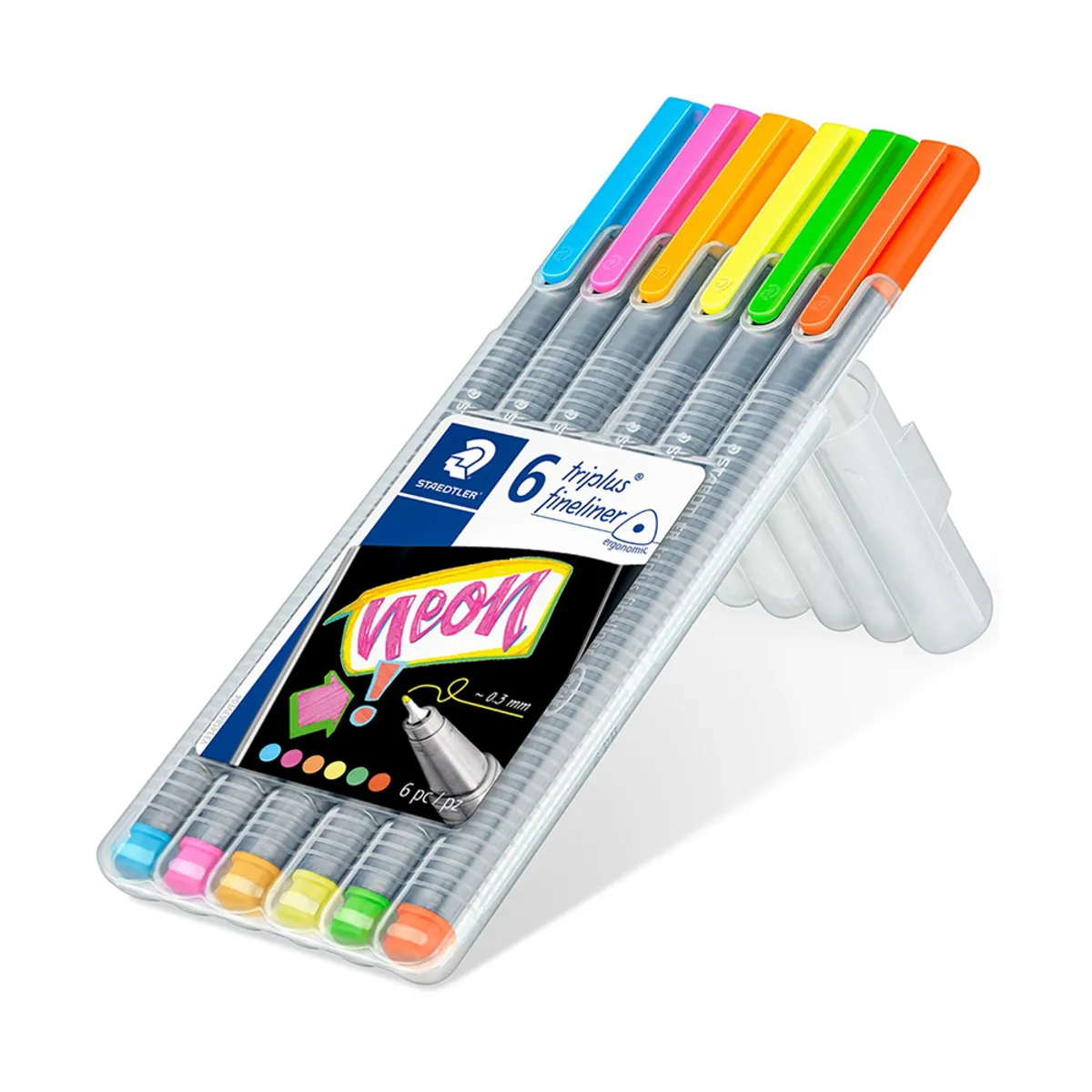 STAEDTLER - Set 6 Marcador Fino Triplus Fineliner Neón 0.3mm Staedtler