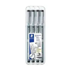 STAEDTLER - Set 4 Marcador Fino Tiralínea Negro