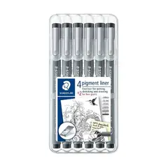STAEDTLER - Set 6 Marcador Fino Tiralínea Negro
